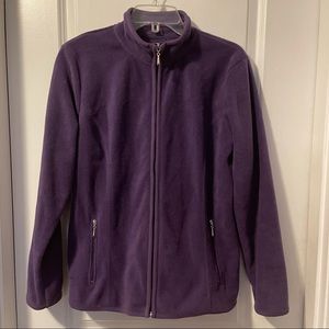 Purple Zip Front Fleece Jacket Size Large (see measurements)
